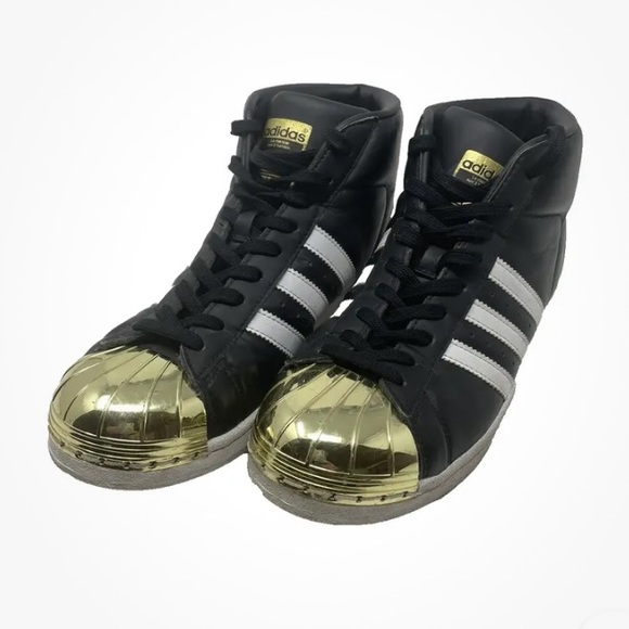 Adidas Woman’s 6.5 Pro Model Sneakers Black Gold Toe Rare BB2130 Jeremy Scott - Picture 3 of 12